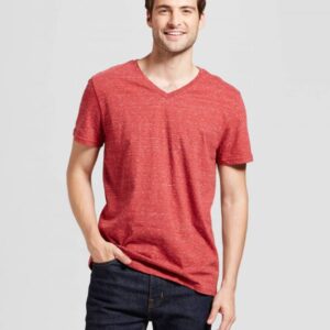 Mens-Standard-Fit-Heathered-Short-Sleeve-V-Neck-T-Shirt01-600x764 Men’s Casual T-Shirt